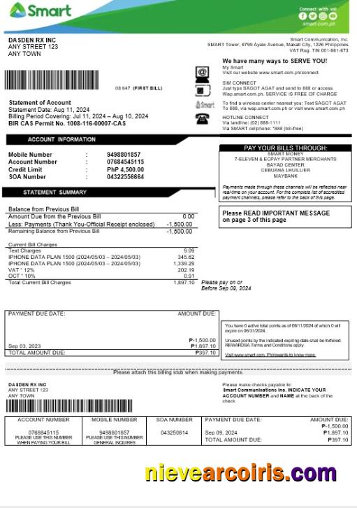 Philippines Smart business utility bill